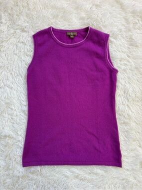 Lauren Hansen violet purple 100% 2 ply cashmere sweater vest size small